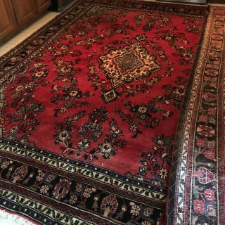 Vintage 9X12 Wool Hand - Knotted Red Tribal Area Rug 8