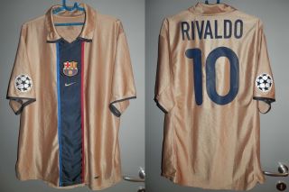 Shirt Barcelona 2001 - 2002 Rivaldo Brazil Nike Jersey Champions League Vintage