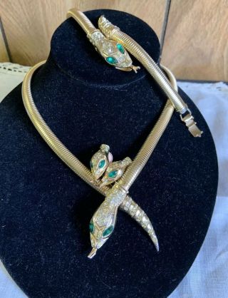 Vintage 1940s Coro Corocraft Snake Parure Necklace Er And Bracelet Wonderful