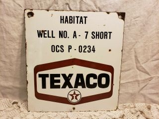 Vintage Porcelain Texaco Sign - Oil Well Habitat Sign - 1960 