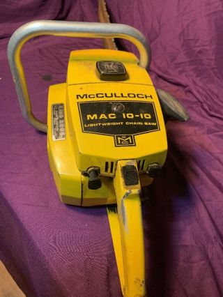 VINTAGE COLLECTIBLE MCCULLOCH MAC 10 - 10 LIGHT WEIGHT CHAINSAW WITH 16 