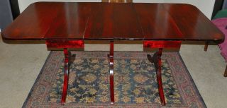 Gorgeous 3 Pedestal,  Two Leaf,  Drop Leaf,  Duncan Phyfe Dining Table W/5 Chairs 2