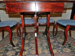 Gorgeous 3 Pedestal,  Two Leaf,  Drop Leaf,  Duncan Phyfe Dining Table W/5 Chairs 5