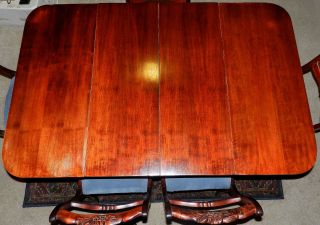 Gorgeous 3 Pedestal,  Two Leaf,  Drop Leaf,  Duncan Phyfe Dining Table W/5 Chairs 6