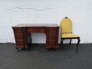 Chinese Chippendale Flame Mahogany Writing Desk Vanity Desk With Chair 8509