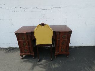 Chinese Chippendale Flame Mahogany Writing Desk Vanity Desk with Chair 8509 2