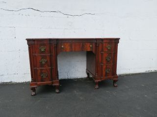 Chinese Chippendale Flame Mahogany Writing Desk Vanity Desk with Chair 8509 4