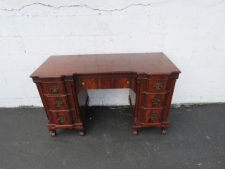 Chinese Chippendale Flame Mahogany Writing Desk Vanity Desk with Chair 8509 5
