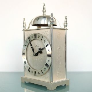 Vintage Junghans German Mantel Clock Silver Plated Mechanical Electric Movement