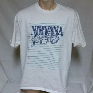 Vtg 1997 Nirvana T Shirt 90s Sketch Doodle Tee Tour Concert Notebook Promo Xl