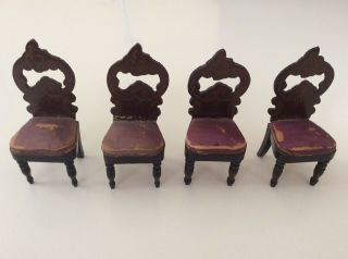Elegant Antique German Biedermeier Boulle Set Of 4 Chairs