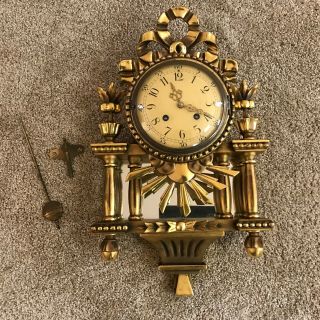 Vintage Westerstrand Swedish Carved Wood Gilt Wall Clock As - Is