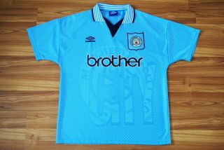 Manchester City 1995 - 1996 - 1997 Umbro Home Football Shirt Jersey Vintage Sz Large