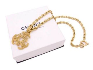 Auth Chanel Vintage 94a Cc Logo Long Necklace Goldtone - E41368
