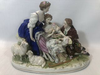 Vintage German Scheibe Alsbach 10683 Porcelain Group Figurine 9 1/2” X 7”x 5”