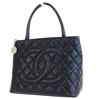 Authentic Chanel Cc Logo Shoulder Bag Leather Black France Vintage 17eq603