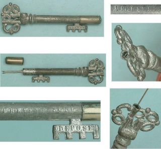 Antique Figural Key Needle Threader / Needle Case French Patent Circa 1890 2