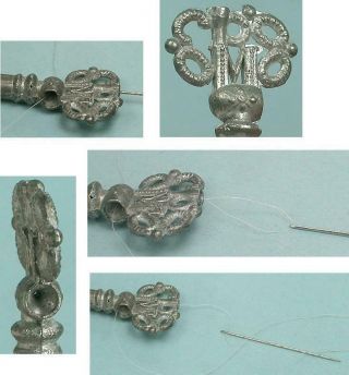 Antique Figural Key Needle Threader / Needle Case French Patent Circa 1890 3