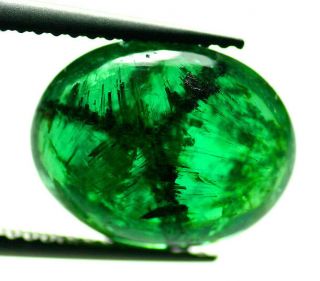 Chrome Trapiche Tourmaline 5.  07ct Cabochon Fine Saturated Green Zambia Very Rare
