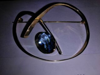 Rare Vintage Authentic Signed Betty Cooke 14k Gold & Tanzanite Brooch Pin 10gr.