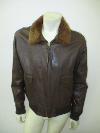 Vintage Willis & Geiger G - 1 Brown Leather Flight Jacket 55j14 Size 44