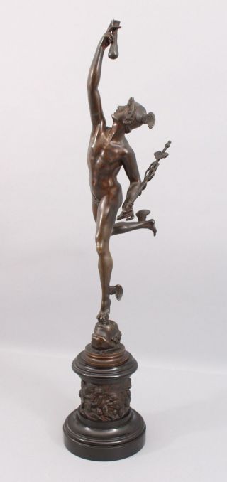 Antique 19thc Victorian Grand Tour Bronze Sculpture,  Neoclassical Nude Mercury