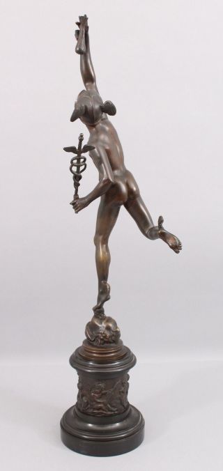 Antique 19thC Victorian Grand Tour Bronze Sculpture,  Neoclassical Nude Mercury 7