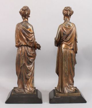 19thC Antique LEON PILET Classical Women Bronze Sculptures Summer Autumn Seasons 7