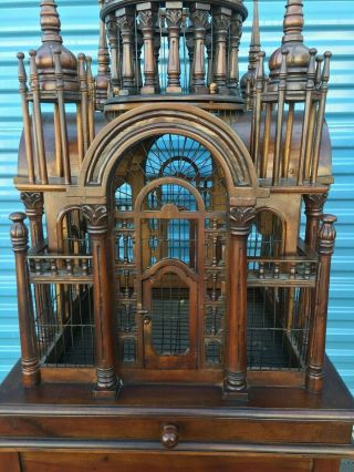 Vintage Victorian Style Cathedral Bird Cage Mahogany Color 74 