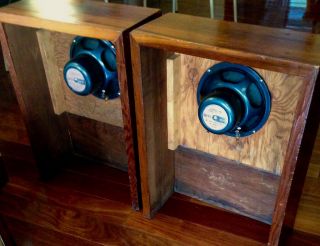 Lafayette Sk98 Sk - 98 Full Range Alnico Speakers In Vintage Open Baffle Cabinets