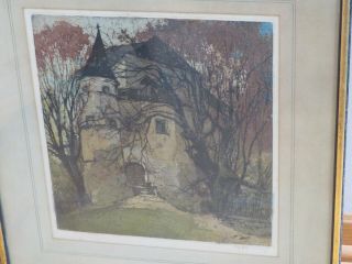 Luigi Kasimir Etching Wildegg Castle Signed Framed (r226)