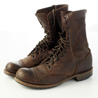Vintage Shoe Company Mens Jump Boots Size 10 Military Combat Brown Leather