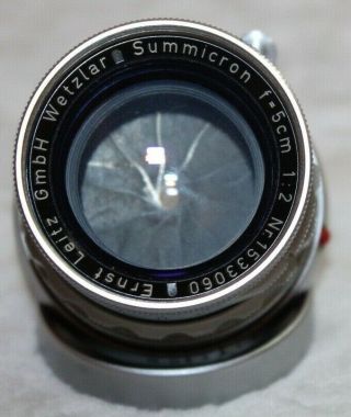 Vintage LEICA Summicron f=5cm 1:2 M Mount Rigid Lens 5