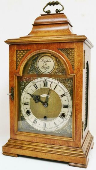 Antique English London 8 Day Burr Walnut Westminster Chime Musical Bracket Clock