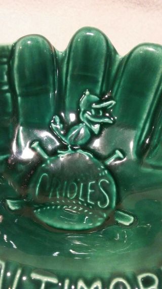 Vintage Rare 1950s Baltimore Orioles Bird Mascot Green Ceramic Glove DON HEFFNER 6
