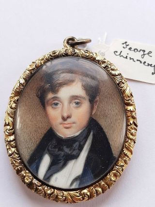 Antique Georgian Memorial Miniature Watercolour Portrait Of A Gentleman 1824
