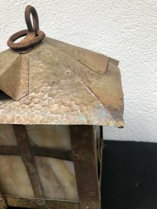 Arts & Crafts Hammered Copper Vintage Lantern Craftsman Light 6