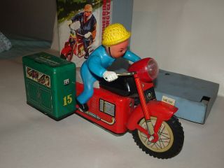 Red China Engineering Motorcycle Vintage Tin Toy 3