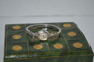 Vintage Longines Wittnamer 14k White Gold Ladies Watch Model - 117 - 638 In Case
