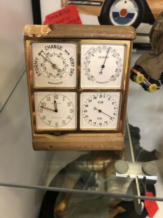 Vintage Mathey Tissot 8 Day Clock Thermometer Barometer Calendar - Very Rare