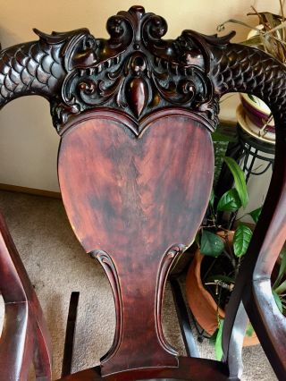 Final Price Drop Vtg Antique Rocking Chair Dragons Hand Carved Stunning 3