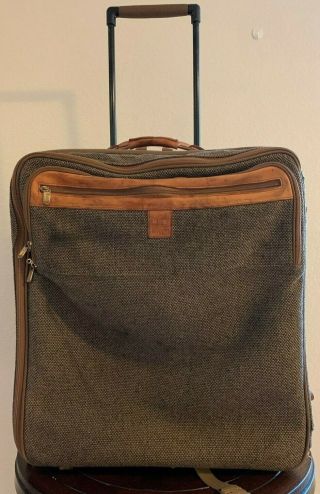 Vintage Hartmann 24 " Tweed Leather Rolling Garment Wheeled Travel Bag Luggage