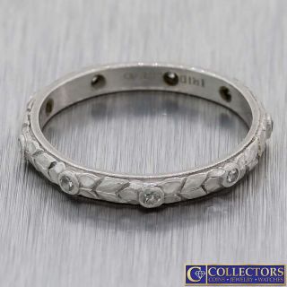 1920s Antique Art Deco Platinum.  10ctw Diamond 2mm Eternity Wedding Band Ring G8
