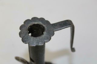 A VERY RARE EARLY 18TH C WROUGHT IRON ADJUSTABLE CANDLESTICK FANTASTIC OLD PAINT 10