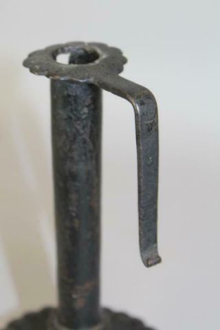 A VERY RARE EARLY 18TH C WROUGHT IRON ADJUSTABLE CANDLESTICK FANTASTIC OLD PAINT 11