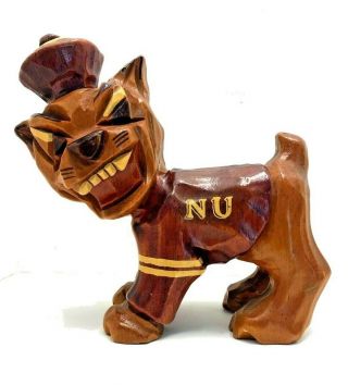 Extremely Rare Carter Hoffman Northwestern Univ.  Carved " Willie The Wildcat "