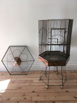 Large Vintage Parrot Bird Cage Unique Handcrafted Design brass/copper Antique 3