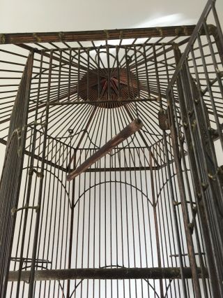 Large Vintage Parrot Bird Cage Unique Handcrafted Design brass/copper Antique 5