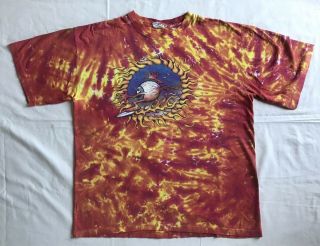 Vintage 90s Rick Griffin Surfing Eyeball Tie Dye Print Grateful Dead Rare Surf