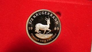 Rare 1989 South Africa Gold Kruggerand 1/2 Oz Proof Coin With Ogp Starts At 99